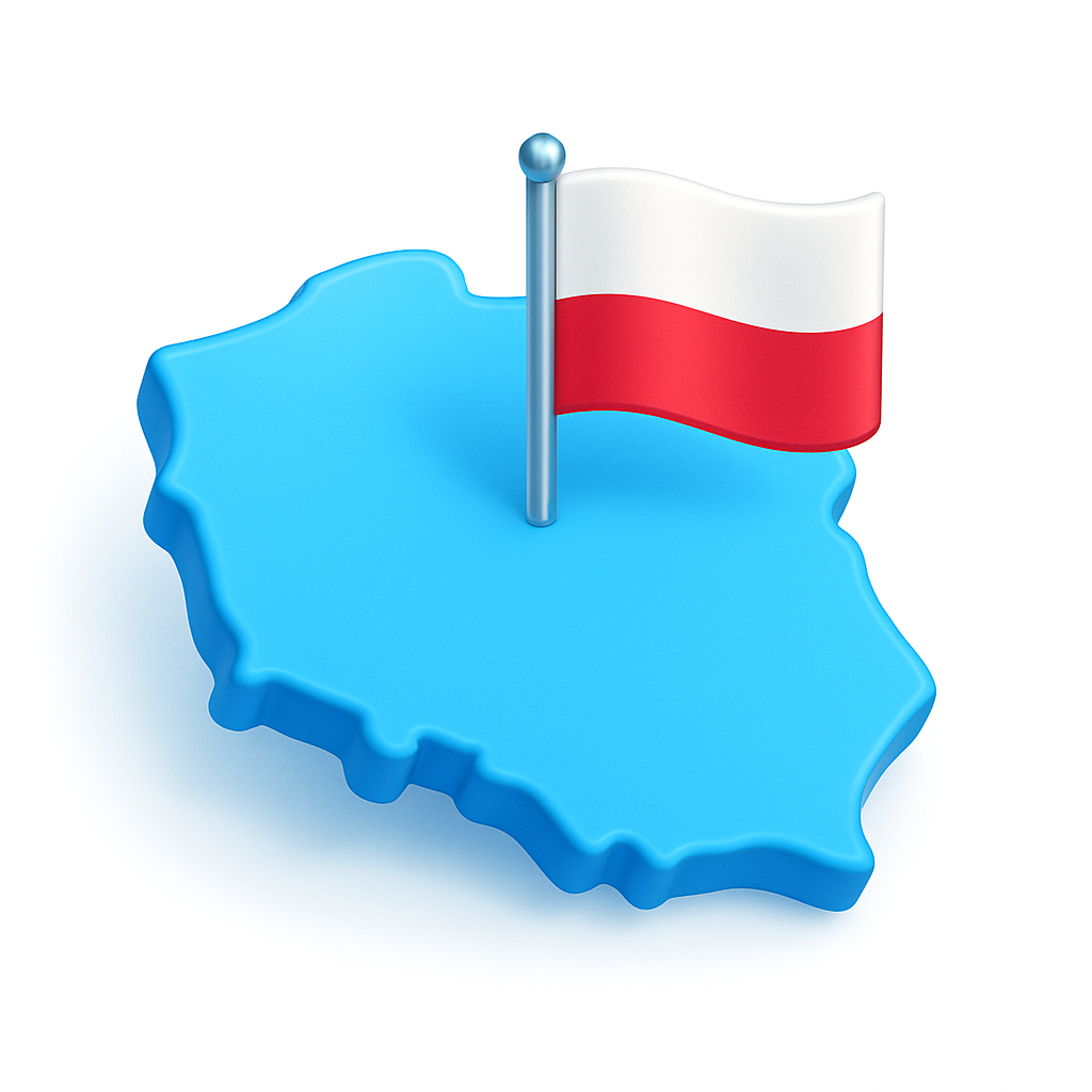 Mapa Polski z flagą - Polska Platforma Finansowa Bielik.io